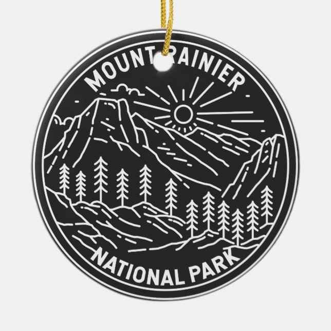 Mount Rainier National Park Washington Monoline Keramik Ornament (Vorne)