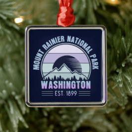 Mount Rainier National Park Washington USA Retro Ornament Aus Metall