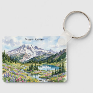 Mount Rainier Nationalpark Aquarell-Kunst Schlüsselanhänger