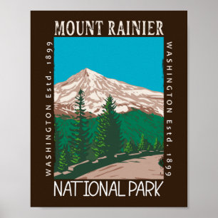Mount Rainier Nationalpark Vintage abgenutzt Poster