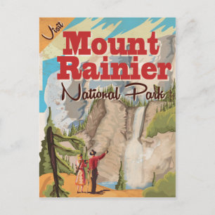 Mount Rainier Nationalpark Vintage-Reiseposter Postkarte