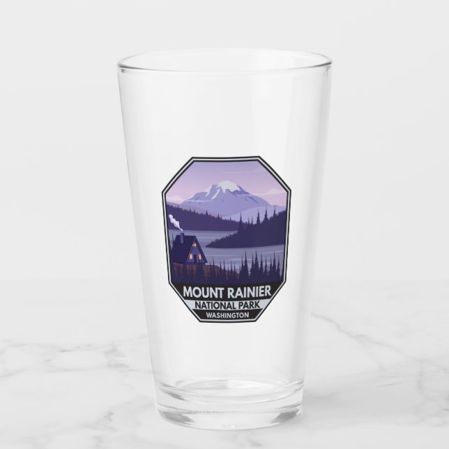 Mount Rainier Nationalpark Washington Cabin Retro Glas (Vorderseite)