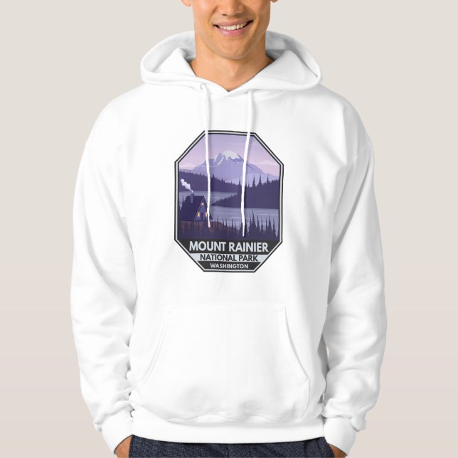 Mount Rainier Nationalpark Washington Cabin Retro Hoodie (Vorderseite)