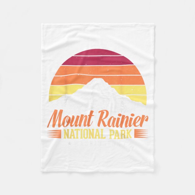 Mount Rainier Nationalpark Washington Retro Fleecedecke (Vorderseite)