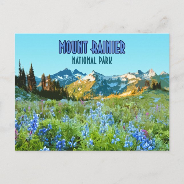 Mount Rainier Nationalpark Washington Vintag Postkarte (Vorderseite)