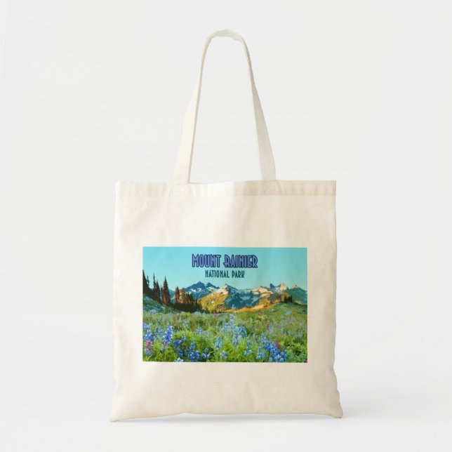 Mount Rainier Nationalpark Washington Vintag Tragetasche (Vorne)