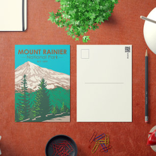 Mount Rainier Nationalpark Washington Vintage Postkarte
