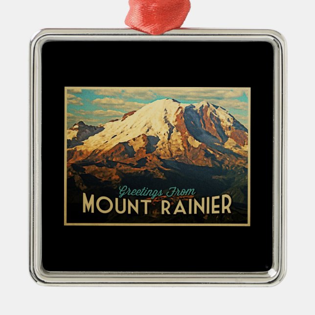 Mount Rainier Ornament Aus Metall (Vorne)