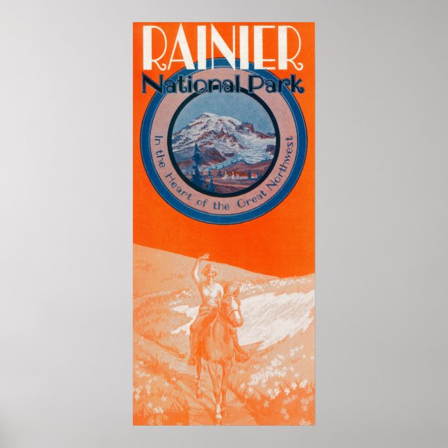Mount Rainier Poster - Horseback Riding (Vorne)