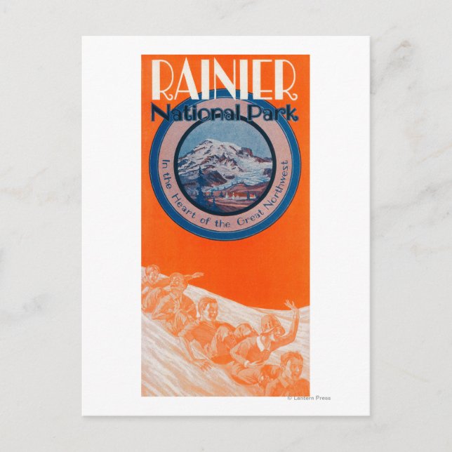Mount Rainier Poster - Rodelbahn Postkarte (Vorderseite)