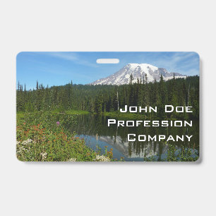 Mount Rainier Seereflektion mit Wildblumen Ausweis