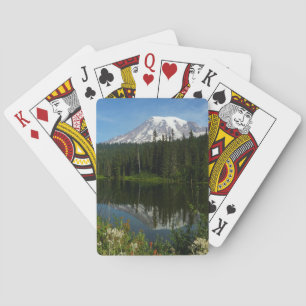 Mount Rainier Seereflektion mit Wildblumen Spielkarten