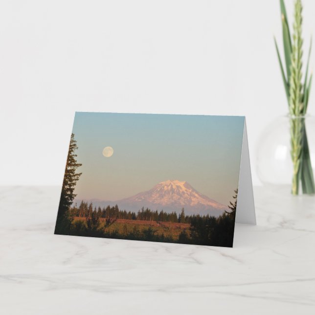 Mount Rainier und der Vollmond - Rahmenart Karte (Vorderseite)