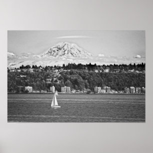 Mount Rainier vom Puget Sound, Seattle Washington Poster