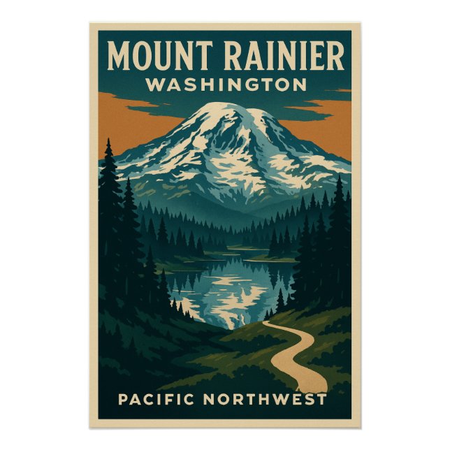 Mount Rainier, Washington Reise  Poster (Vorderseite)
