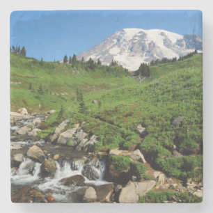 Mount Rainier, Wasserfall, schneebedeckt Steinuntersetzer