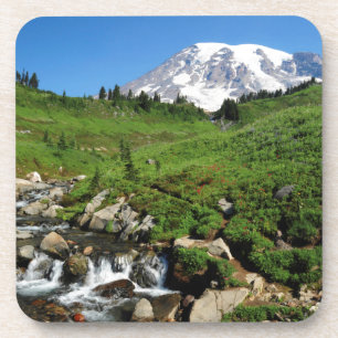 Mount Rainier, Wasserfall, schneebedeckt Untersetzer