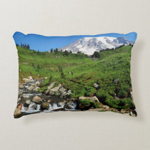 Mount Rainier, Wasserfall, schneebedeckt Zierkissen