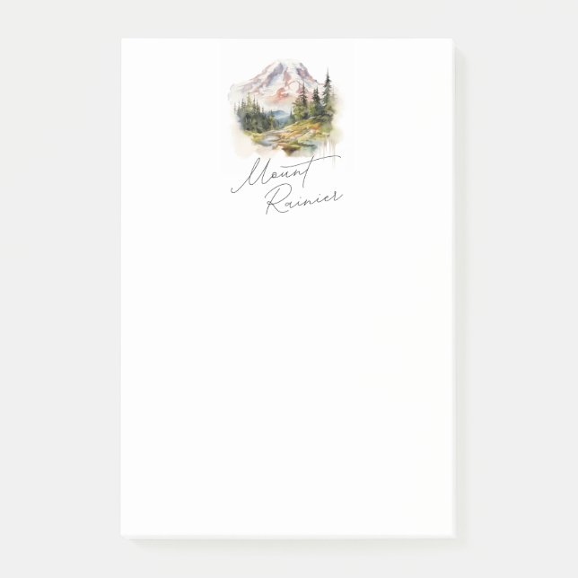 Mount Rainier Wasserfarbenlandschaft Post-it Klebezettel (Vorderseite)