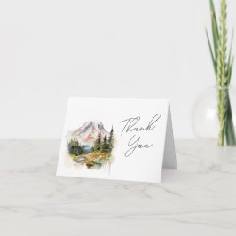 Mount Rainier Watercolor Wedding Dankeskarte