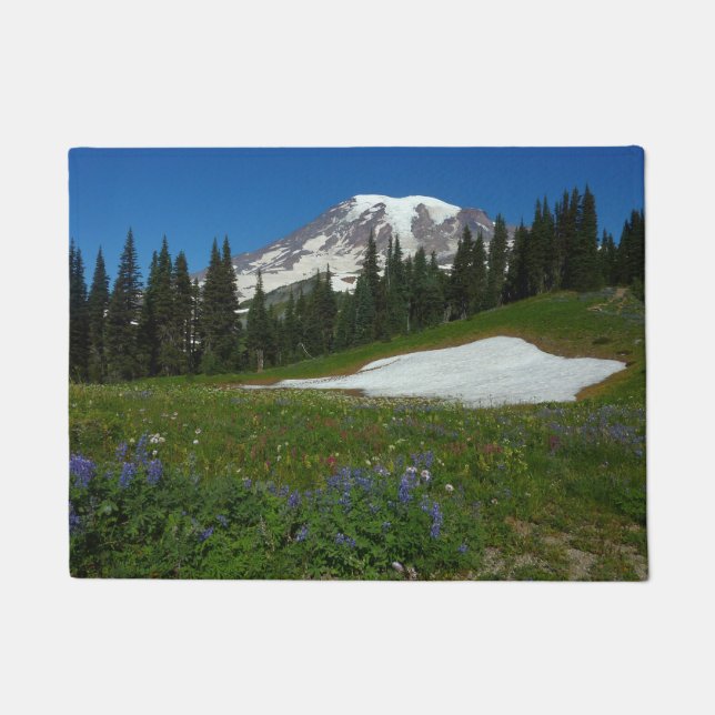 Mount Rainier, Wildblumen und Schnee Fußmatte (Vorderseite)