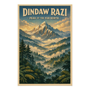 Mount Romaing Razi, Myanmar Retro-Reise Poster