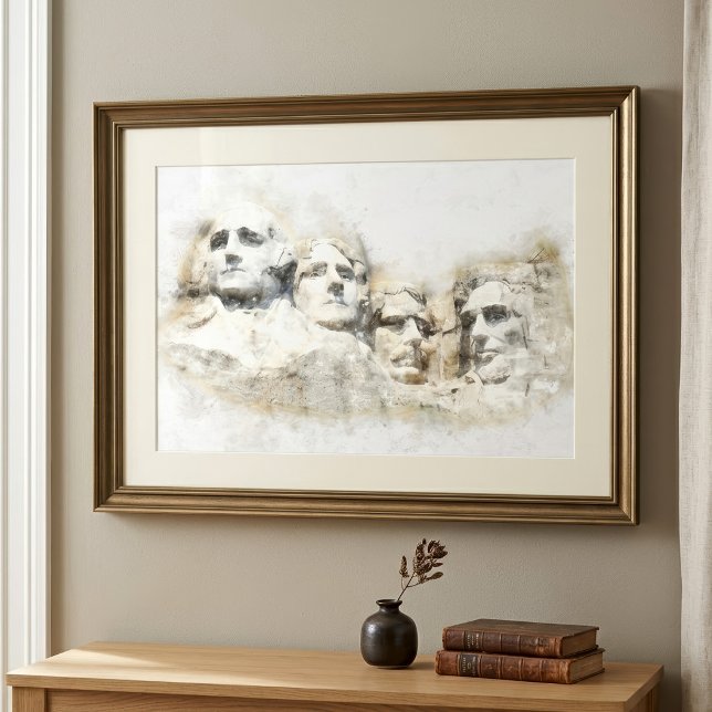 Mount Rushmore Aquarell Fotodruck (Mount Rushmore Presidential Watercolor Art. Photo Print)
