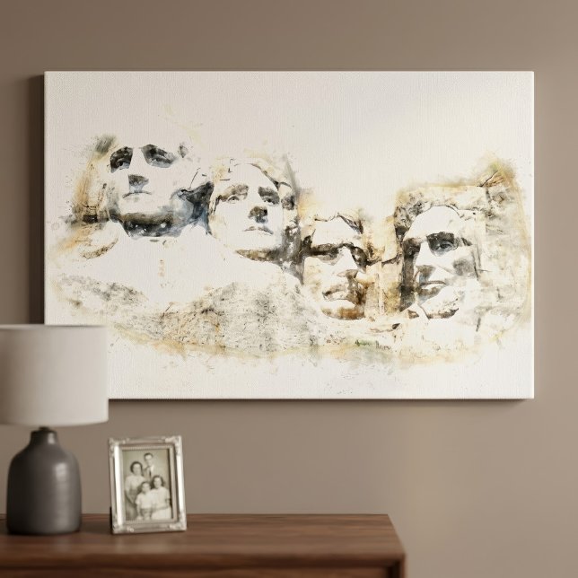 Mount Rushmore Aquarell Leinwanddruck (Mount Rushmore Presidential Watercolor Art. Canvas Print)