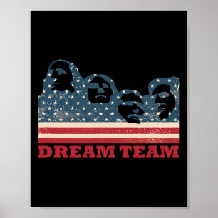 Mount Rushmore Dream Team Patriotic Usa Flagge Ame Poster