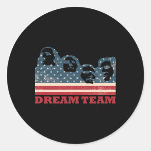 Mount Rushmore Dream Team Patriotische USA-Flagge  Runder Aufkleber