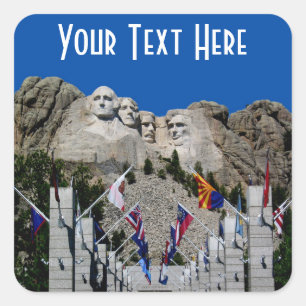 Mount Rushmore individualisierbares Foto Souvenir Quadratischer Aufkleber