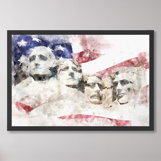 Mount Rushmore mit amerikanischer Flagge schwänzt Fotodruck (Von Creator hochgeladen)