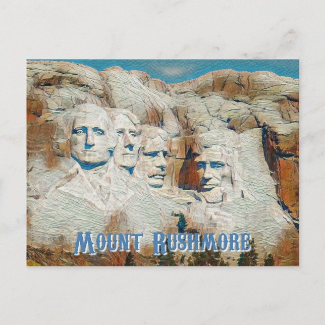 Mount Rushmore National Memorial stilisiert Postkarte (Vorderseite)