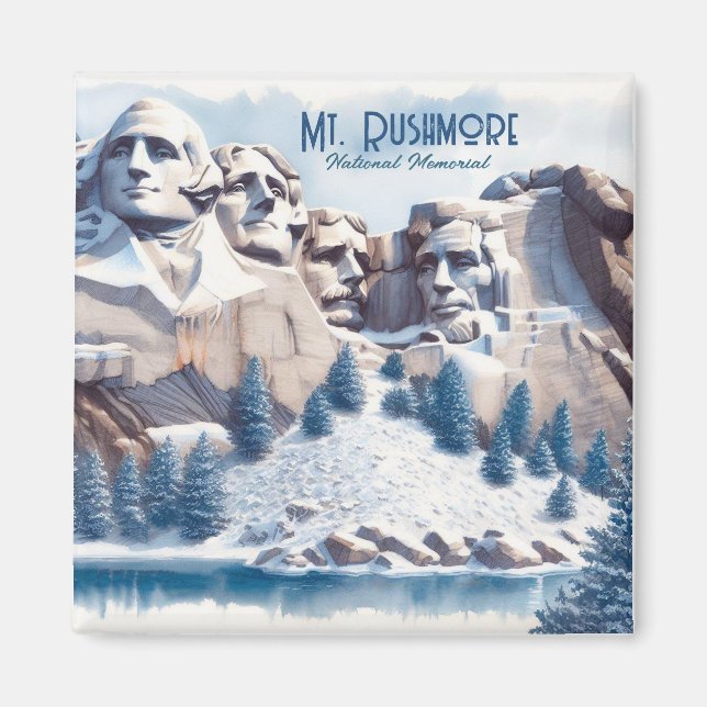 Mount Rushmore Schnee Weihnachten Magnet (Vorne)
