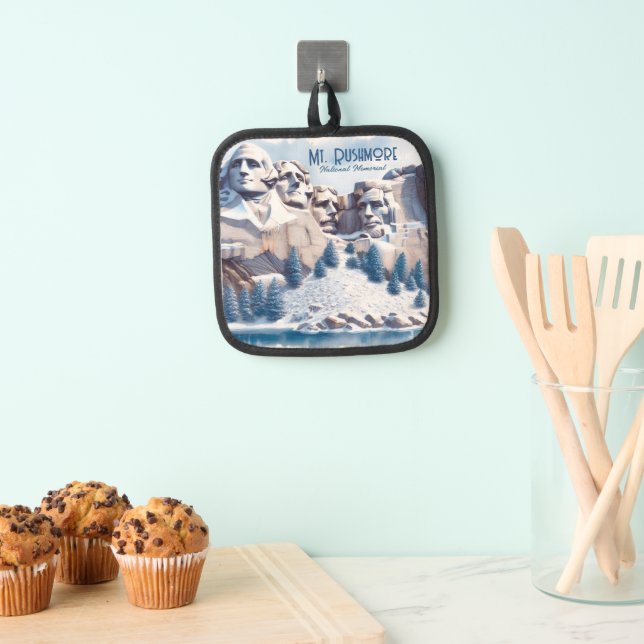 Mount Rushmore Schnee Weihnachten Topflappen (Insitu (Hängend))