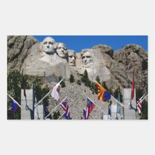 Mount Rushmore South Dakota Flag Souvenir Rechteckiger Aufkleber