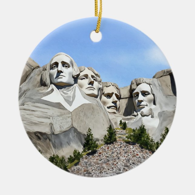 Mount Rushmore Watercolor Keramik Ornament (Vorne)