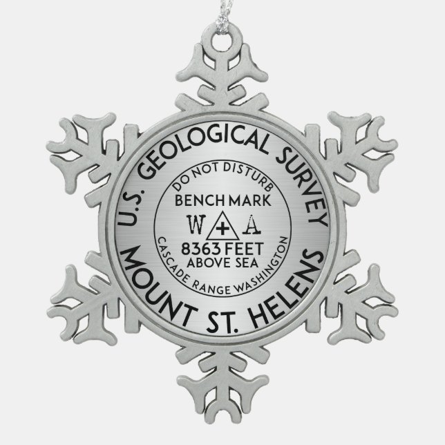 Mount Saint Helens Washington Bench Mark Benchmark Schneeflocken Zinn-Ornament (Vorderseite)