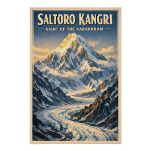 Mount Saltoro Kangri, Indien, in klassischem Retro Poster