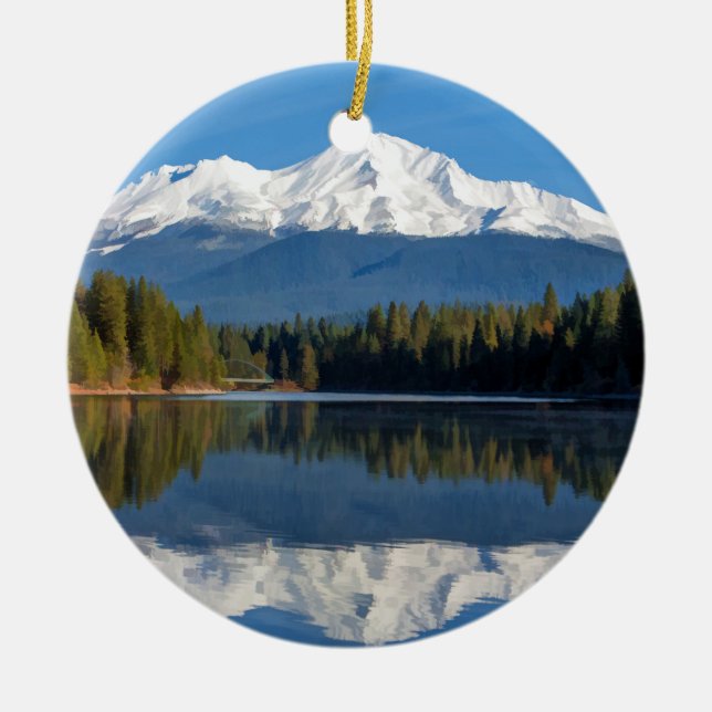 MOUNT SHASTA REFLEKTIERT KERAMIK ORNAMENT (Vorne)