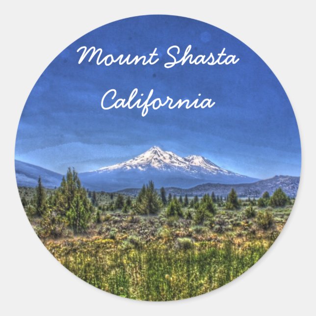 Mount Shasta Runder Aufkleber (Vorderseite)