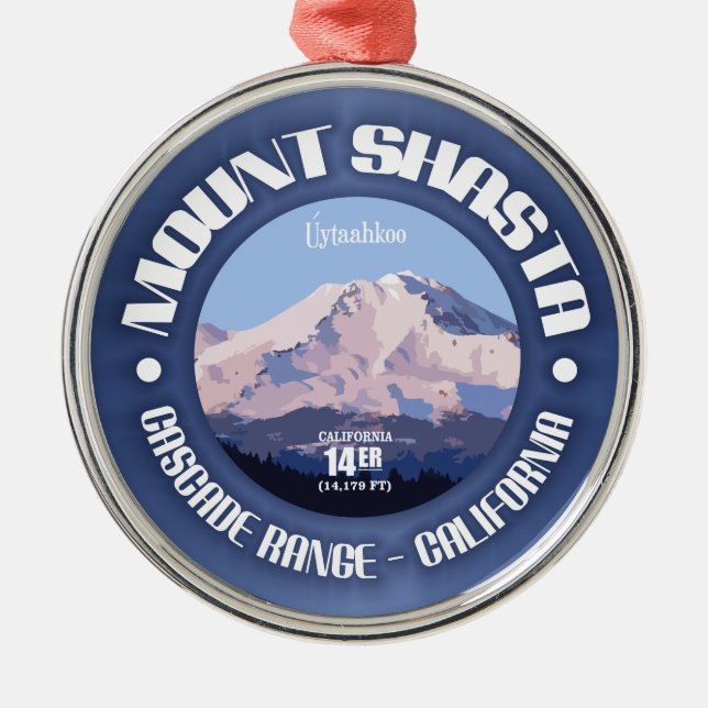 Mount Shasta Silbernes Ornament (Vorne)