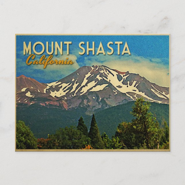 Mount Shasta Vintag Postkarte (Vorderseite)