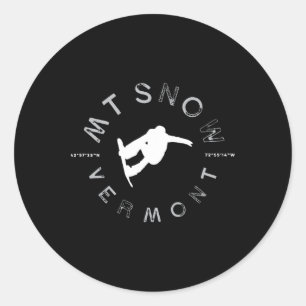 Mount Snow Vermont Graphic Vintag Snowboard T Shi Runder Aufkleber