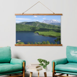 Mount St Helens Coldwater Lake Landschaft Wandteppich Mit Holzrahmen