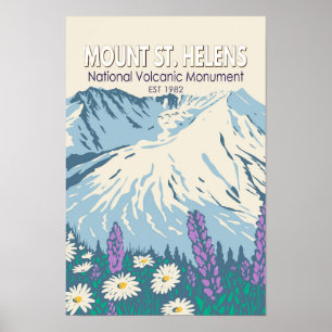 Mount St Helens Nationales Vulkanschutzgebiet Retr Poster