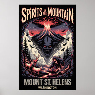 Mount St Helens Washington Heißer Vulkan Horror Poster