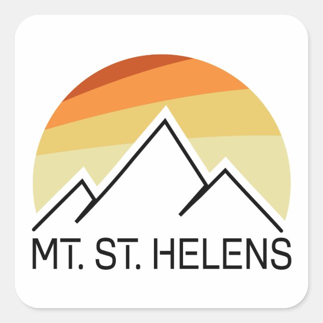 Mount St. Helens Washington Retro Quadratischer Aufkleber (Vorderseite)