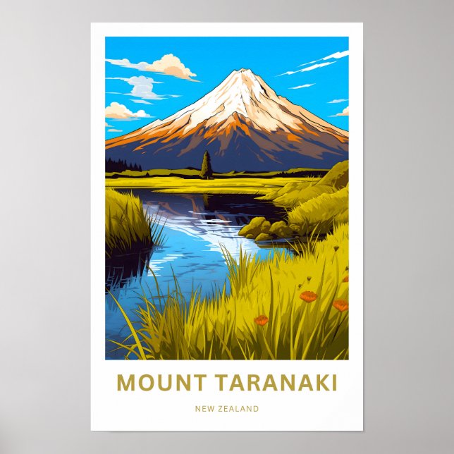 Mount Taranaki New Zealand Travel Print Poster (Vorne)