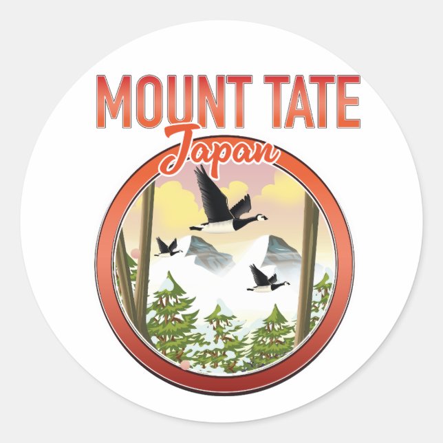 Mount Tate Japan Reiselogo Runder Aufkleber (Vorderseite)